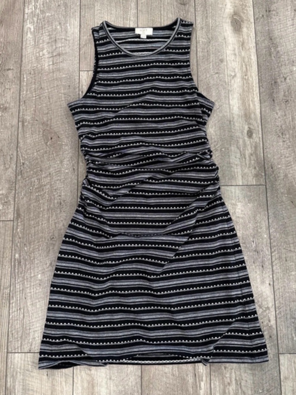 LOFT Petite Striped Sleeveless Midi Dress - XSP